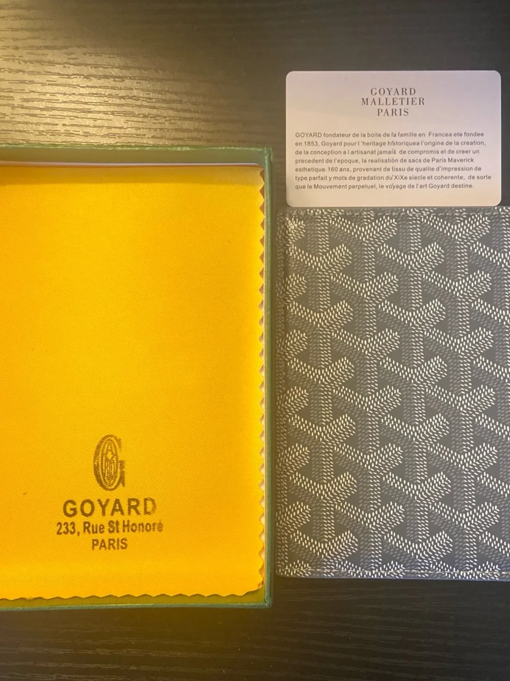 Goyard Card Holder in Black with White Goyardine Pattern
